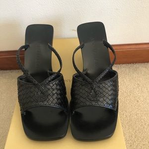 Ann Taylor Black Slide On Wedge Heels